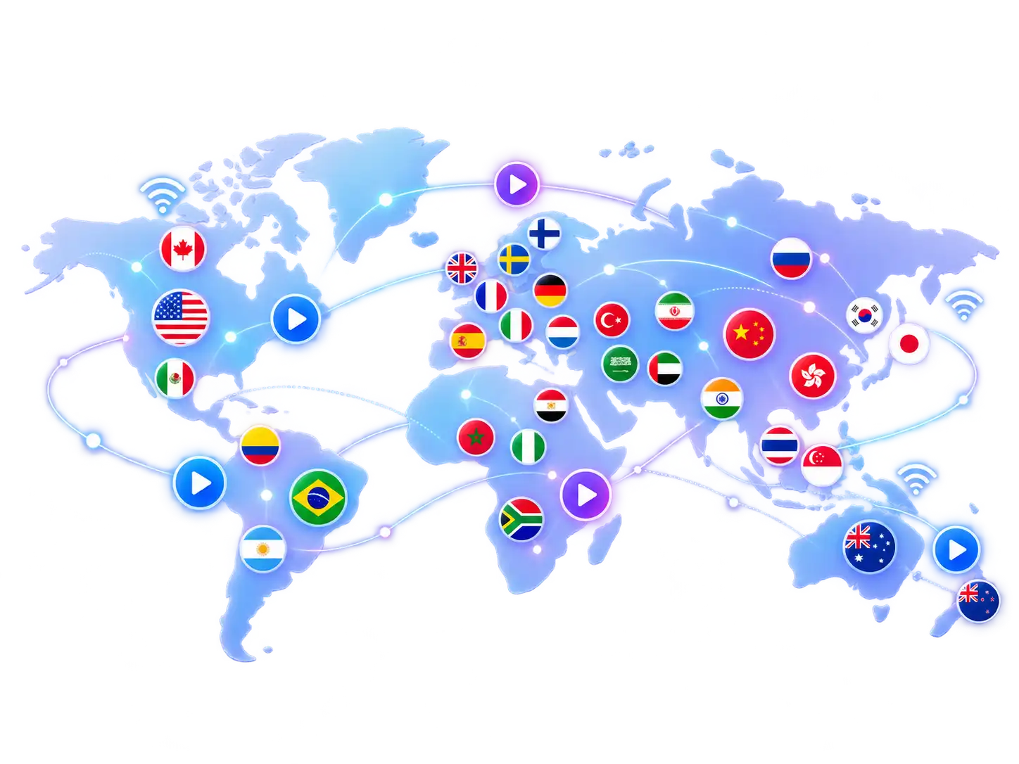 VISSOLOTV global live TV coverage map across Canada and worldwide